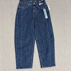 Old Navy High Rise Barrel Leg Ankle Jeans Dark Wash Women's Size 0
